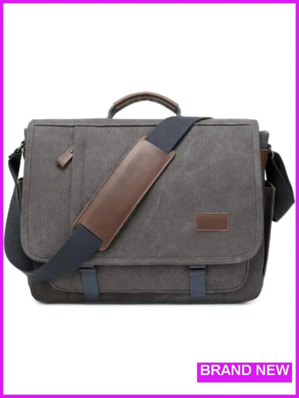 Water-Resistant Canvas Laptop Messenger Bag 17 Inch Men's Business Briefcase